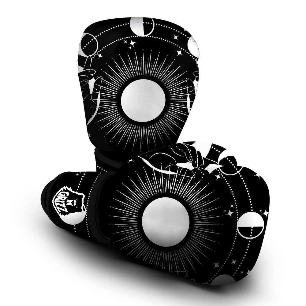Mystic Wicca White And Black Print Boxing Gloves-grizzshop