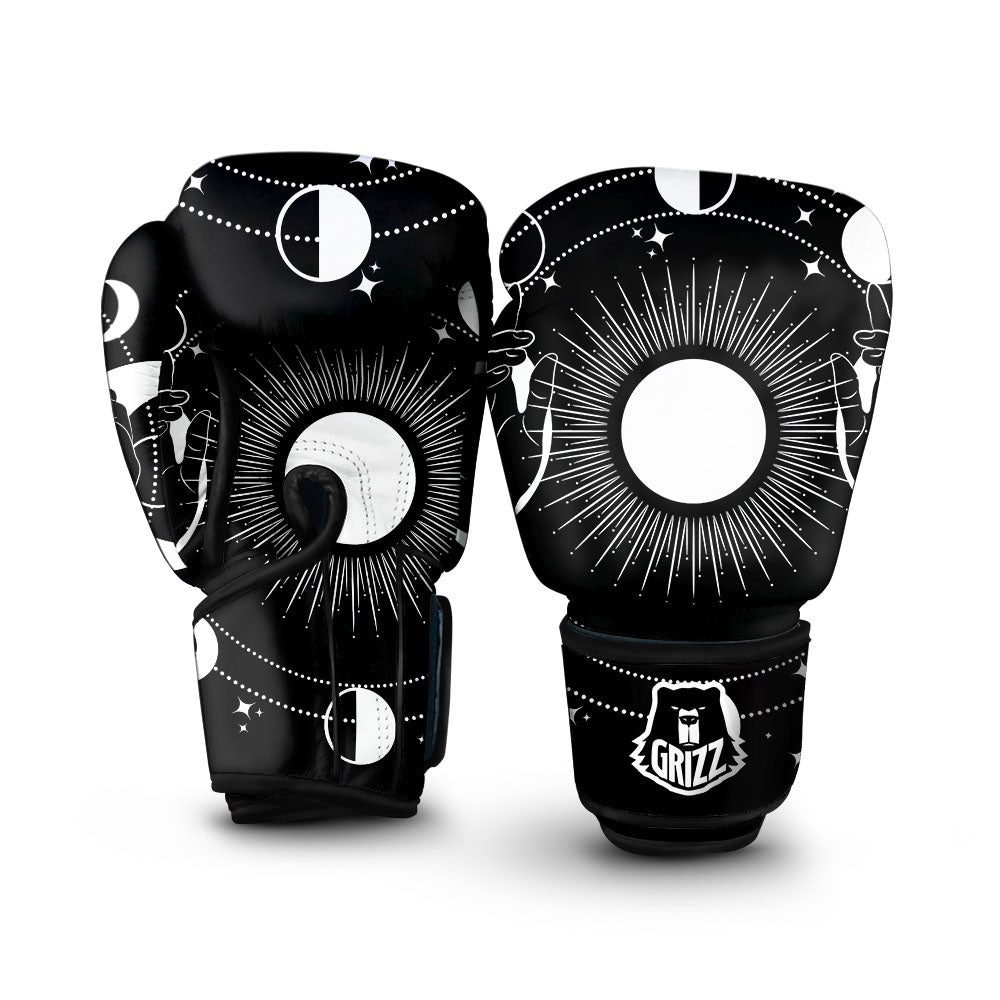 Mystic Wicca White And Black Print Boxing Gloves-grizzshop