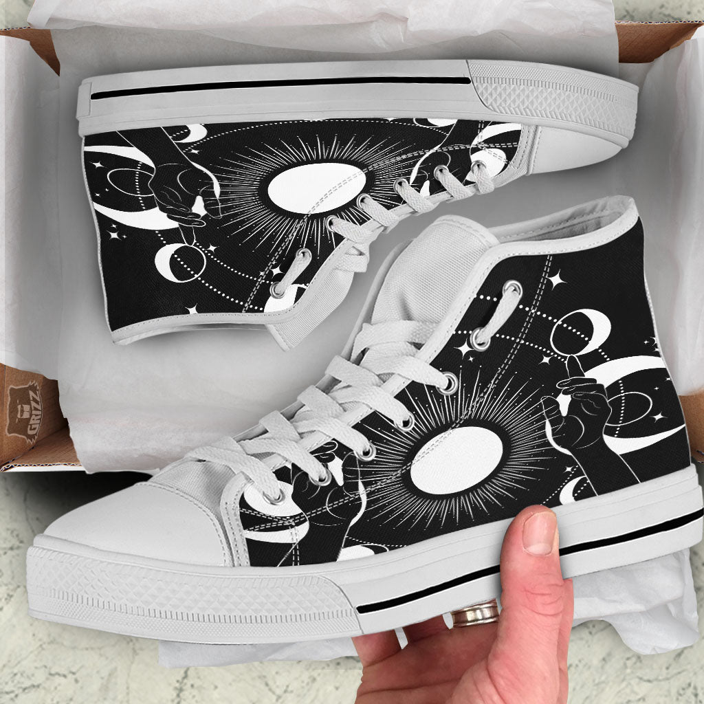 Mystic Wicca White And Black Print White High Top Shoes-grizzshop