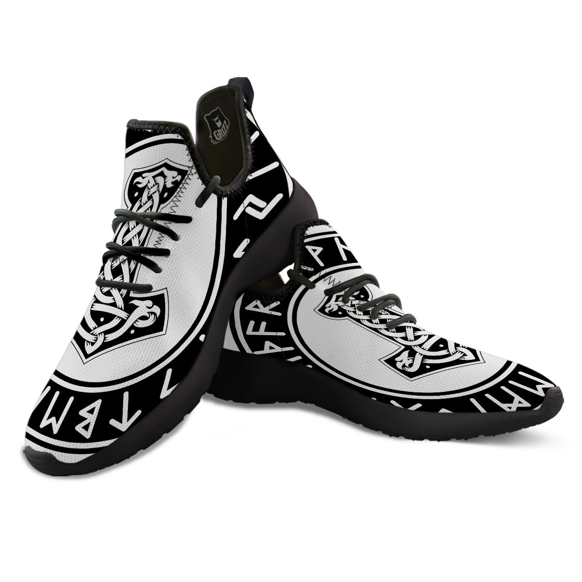 Mythology Mjolnir Norse Print Black Athletic Shoes-grizzshop