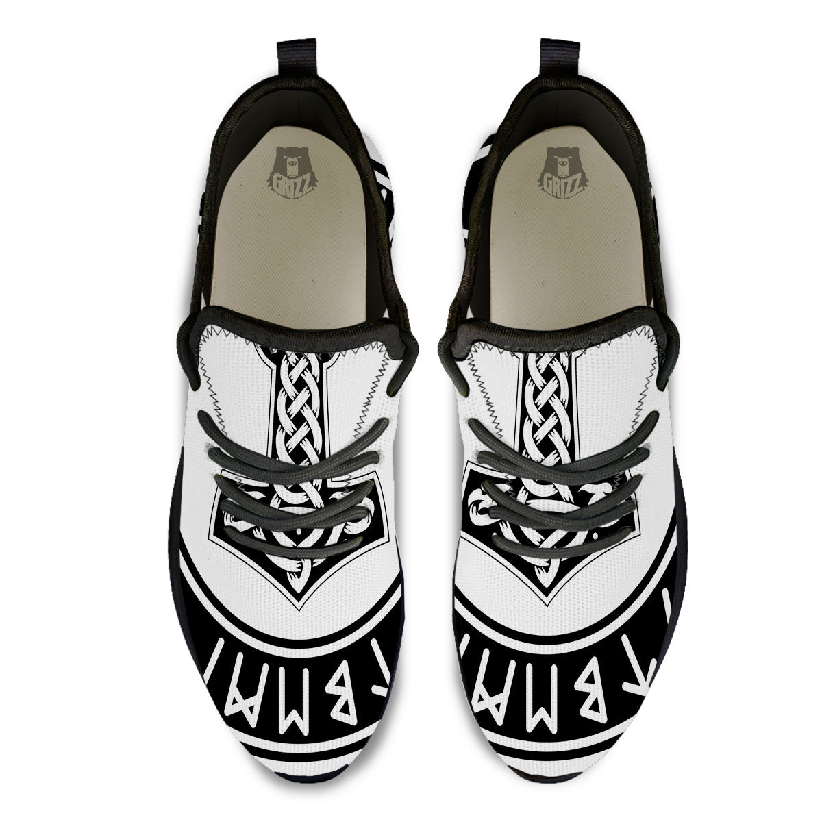 Mythology Mjolnir Norse Print Black Athletic Shoes-grizzshop