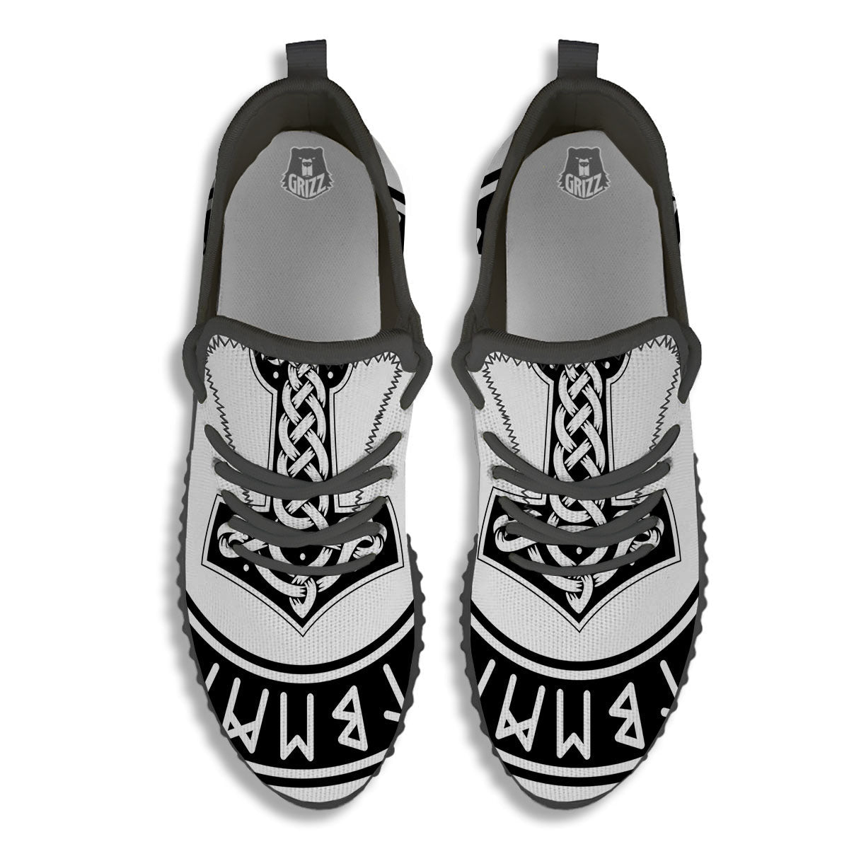 Mythology Mjolnir Norse Print Black Walking Shoes-grizzshop