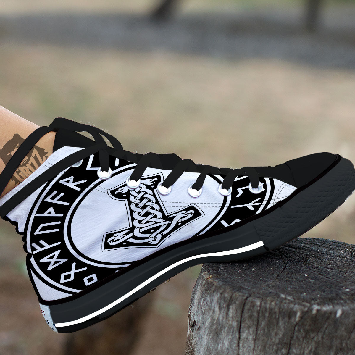 Mythology Mjolnir Norse Print High Top Shoes-grizzshop
