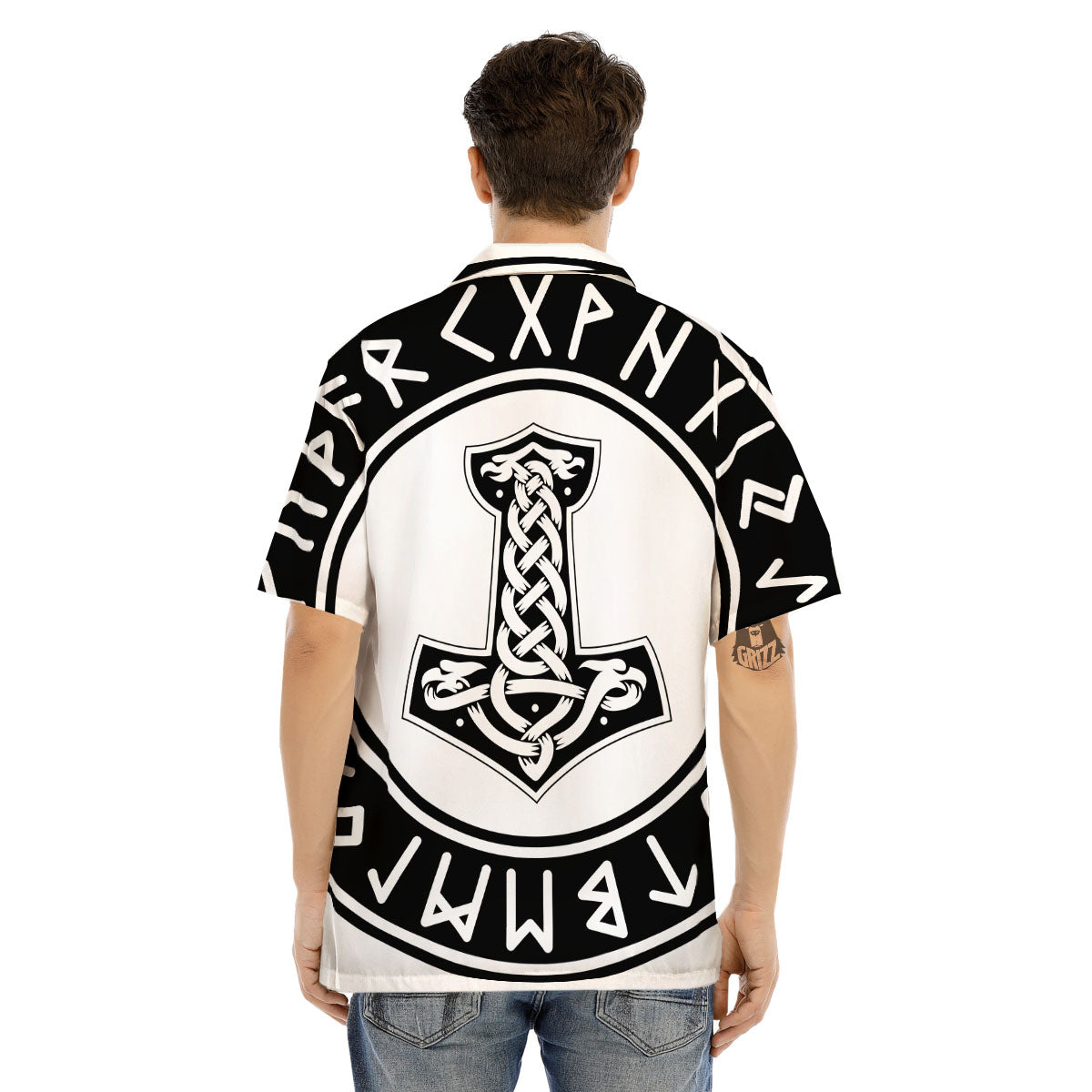 Mythology Mjolnir Norse Print Men's Hawaiian Shirt-grizzshop