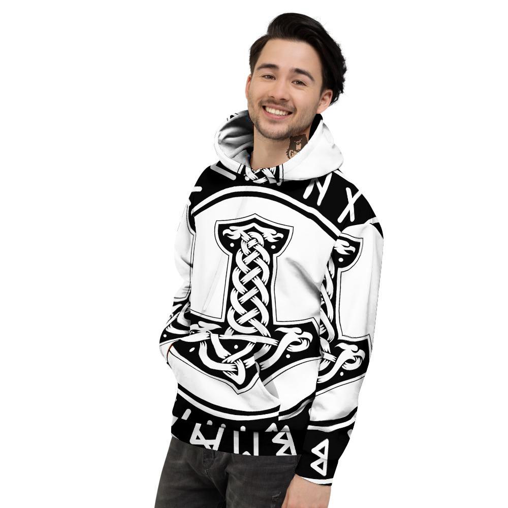 Mythology Mjolnir Norse Print Men's Hoodie-grizzshop