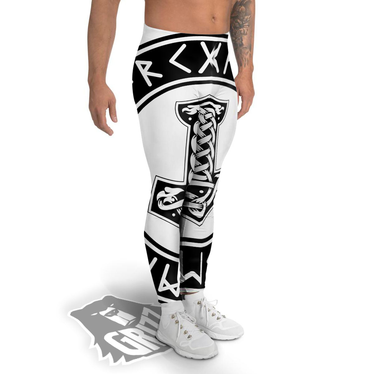 Mythology Mjolnir Norse Print Men's Leggings-grizzshop