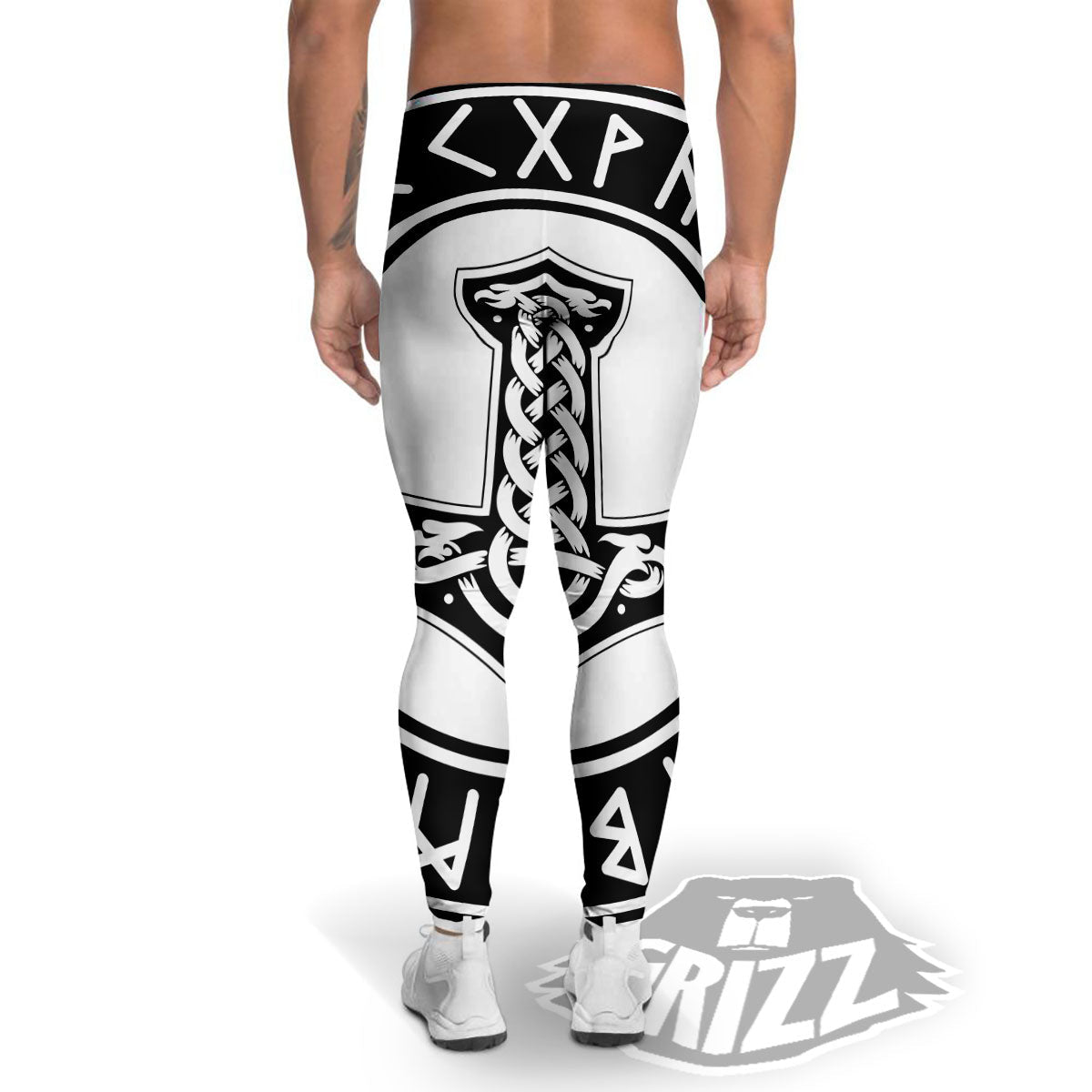 Mythology Mjolnir Norse Print Men's Leggings-grizzshop