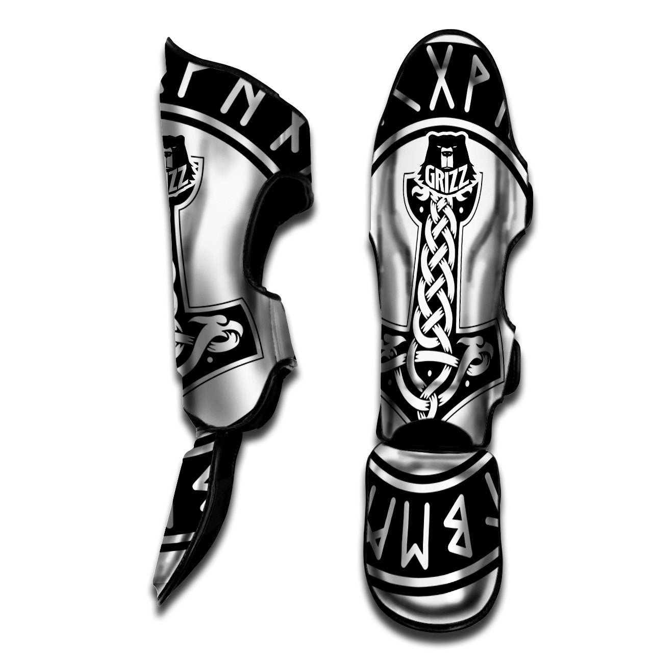 Mythology Mjolnir Norse Print Muay Thai Shin Guards-grizzshop