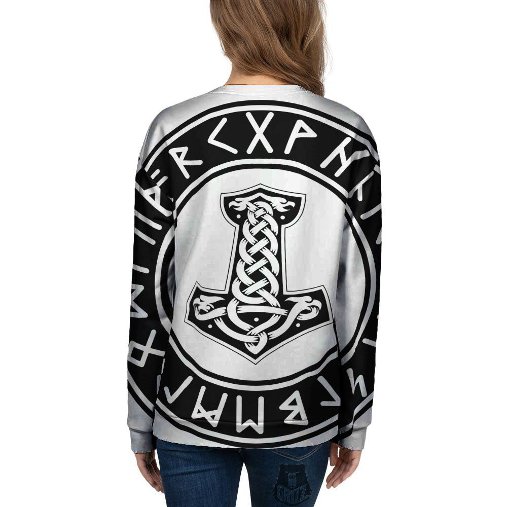 Mythology Mjolnir Norse Print Women's Sweatshirt-grizzshop