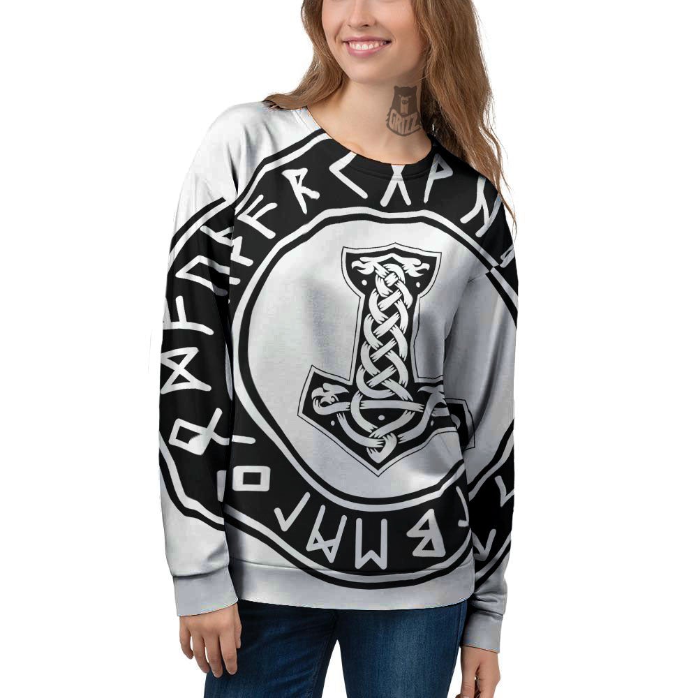 Mythology Mjolnir Norse Print Women's Sweatshirt-grizzshop