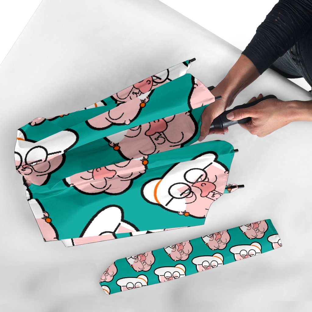Nana Grandma Pattern Print Automatic Foldable Umbrella-grizzshop