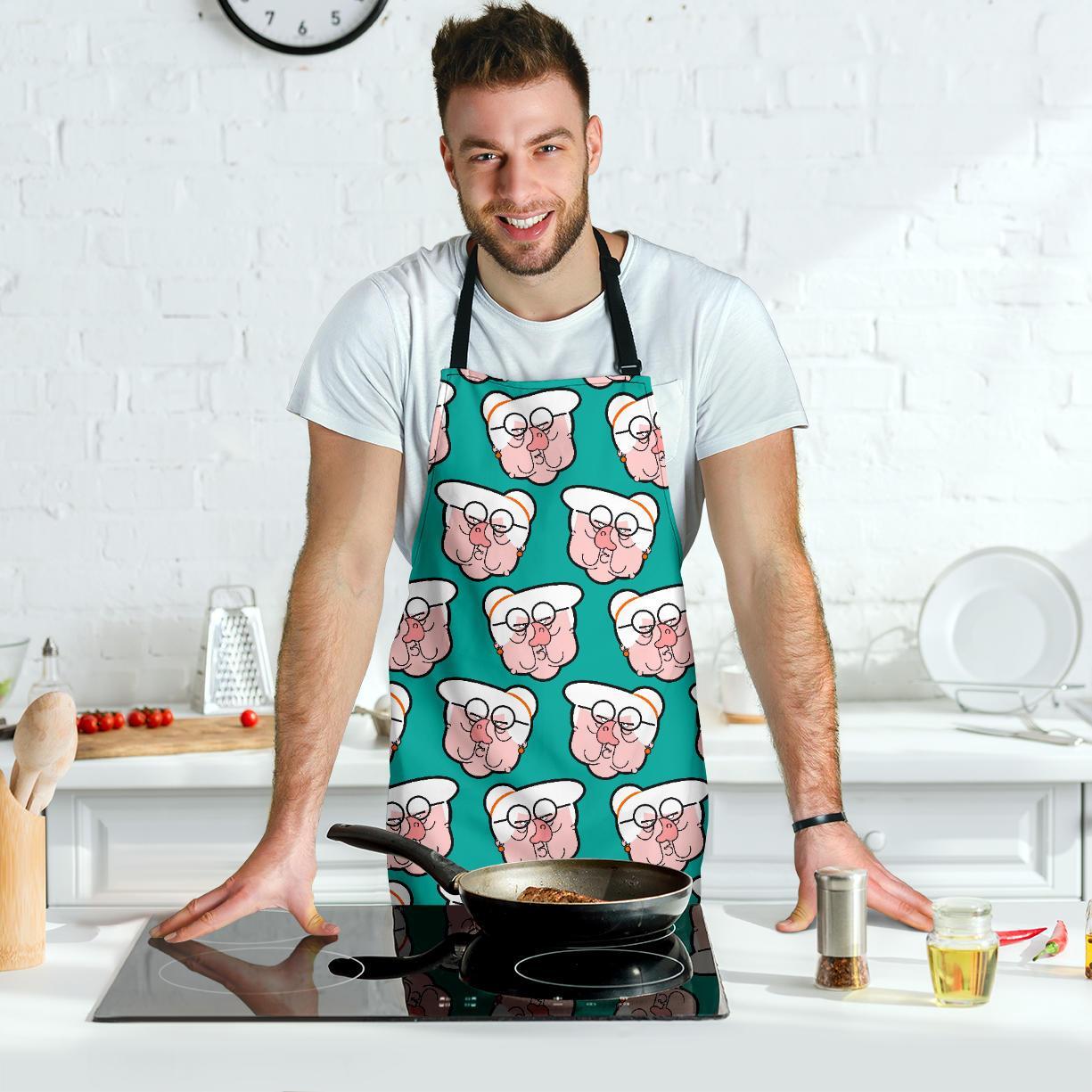 Nana Grandma Pattern Print Men's Apron-grizzshop