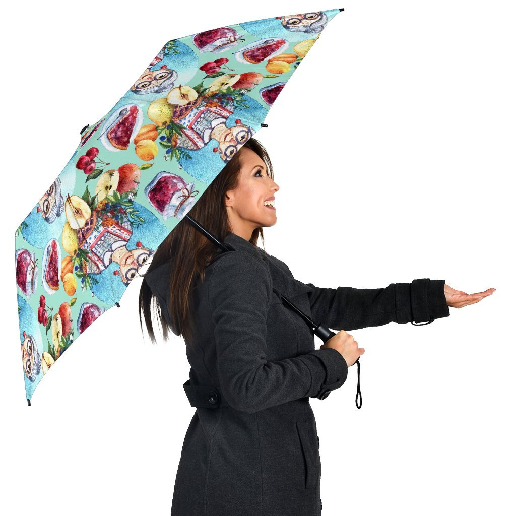 Nana Grandma Print Pattern Automatic Foldable Umbrella-grizzshop