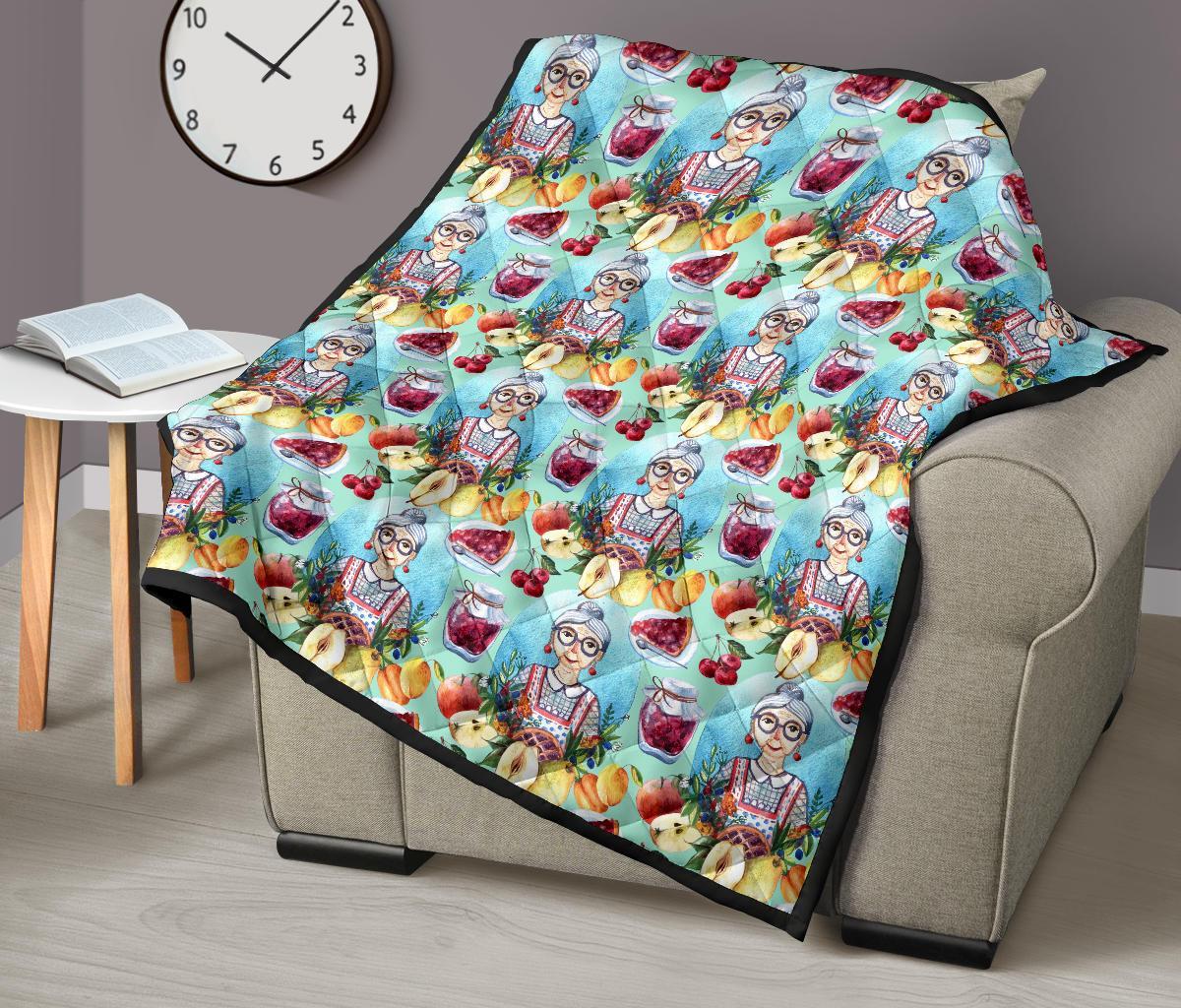 Nana Grandma Print Pattern Quilt-grizzshop