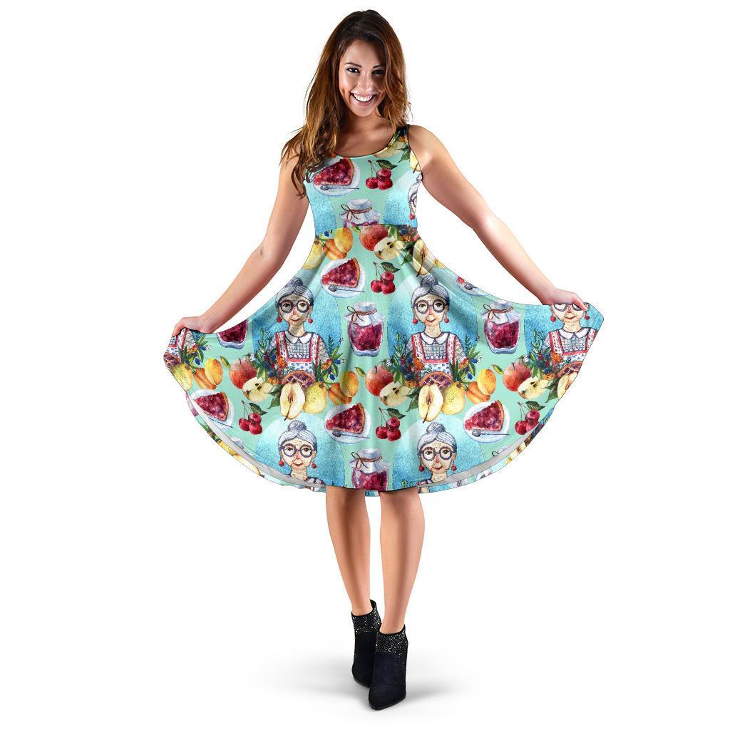 Nana Grandma Print Pattern Dress-grizzshop