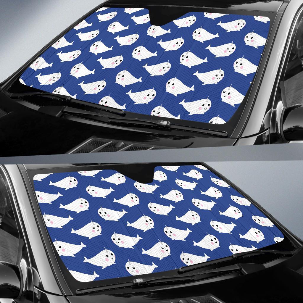 Narwhal Cute Pattern Print Car Sun Shade-grizzshop