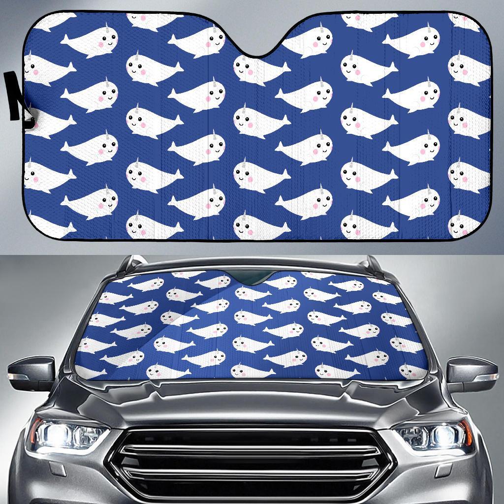 Narwhal Cute Pattern Print Car Sun Shade-grizzshop