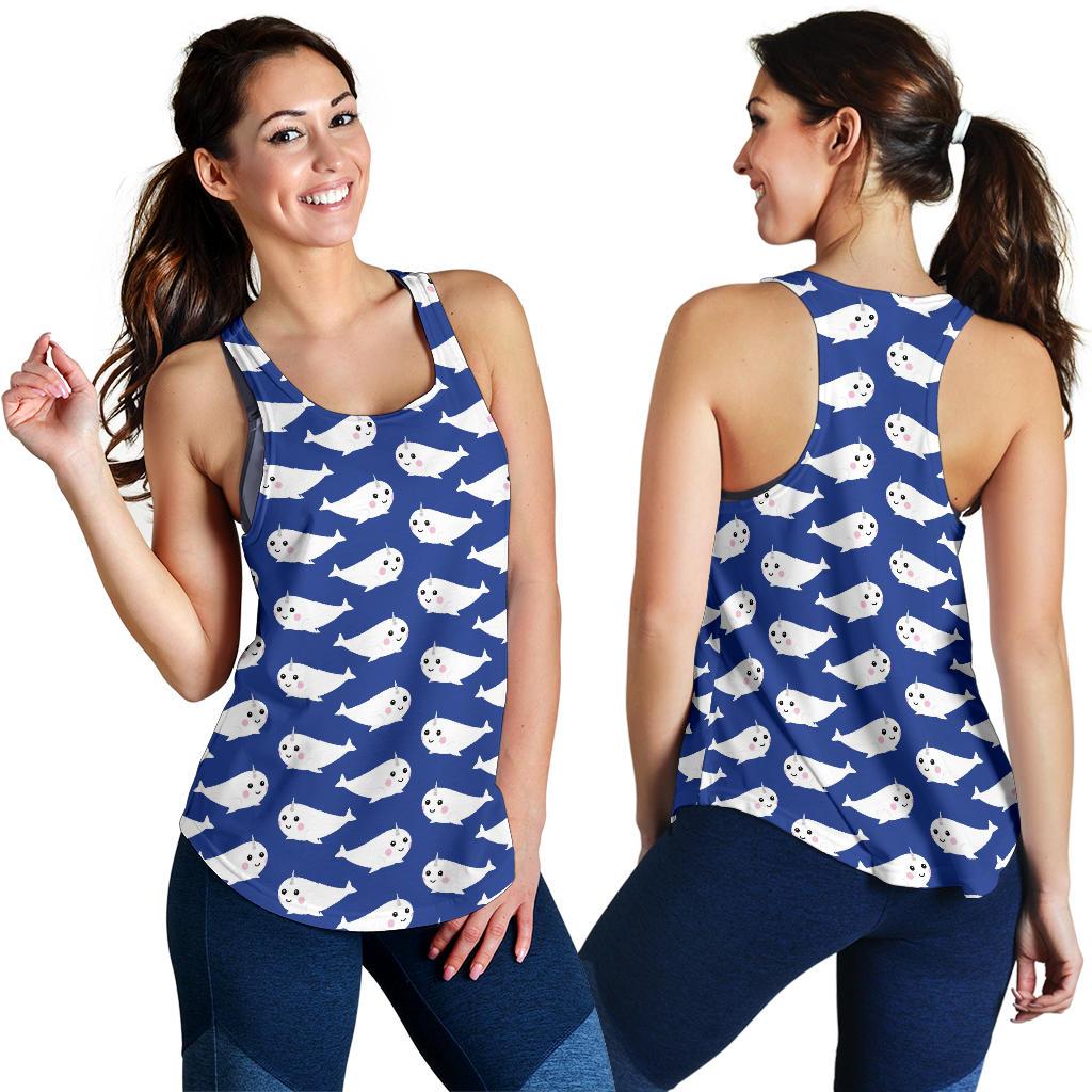 Narwhal Cute Pattern Print Racerback Tank Tops-grizzshop
