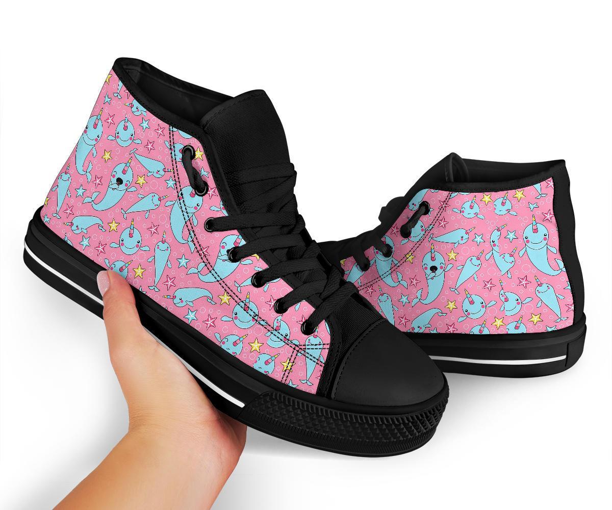 Narwhal Cute Print Pattern Men Women's High Top Shoes-grizzshop