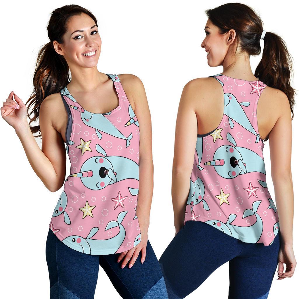 Narwhal Cute Print Pattern Racerback Tank Tops-grizzshop