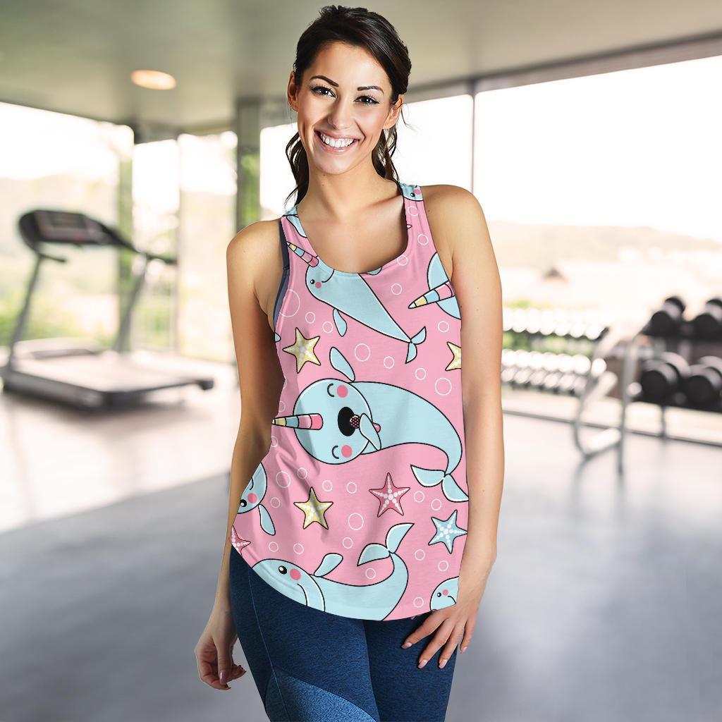 Narwhal Cute Print Pattern Racerback Tank Tops-grizzshop