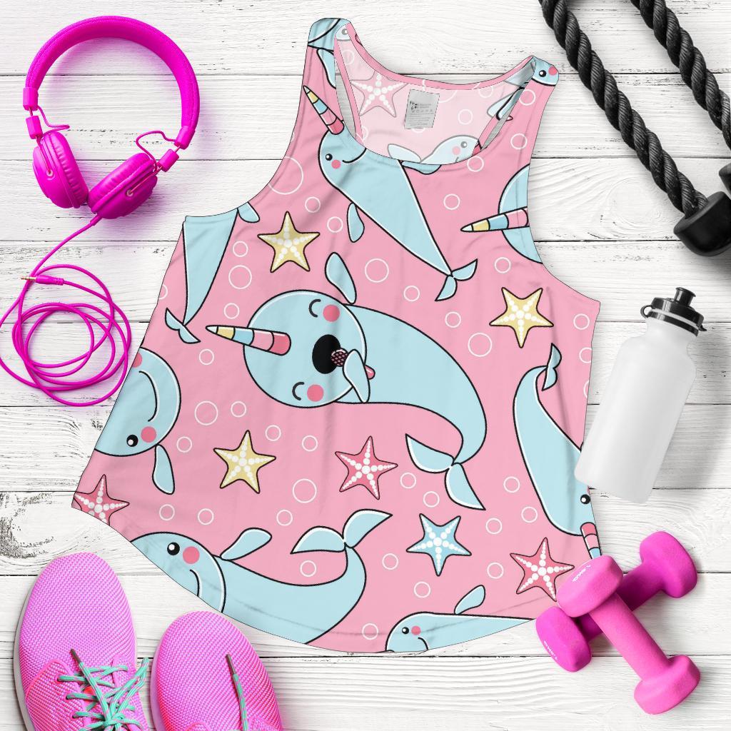 Narwhal Cute Print Pattern Racerback Tank Tops-grizzshop