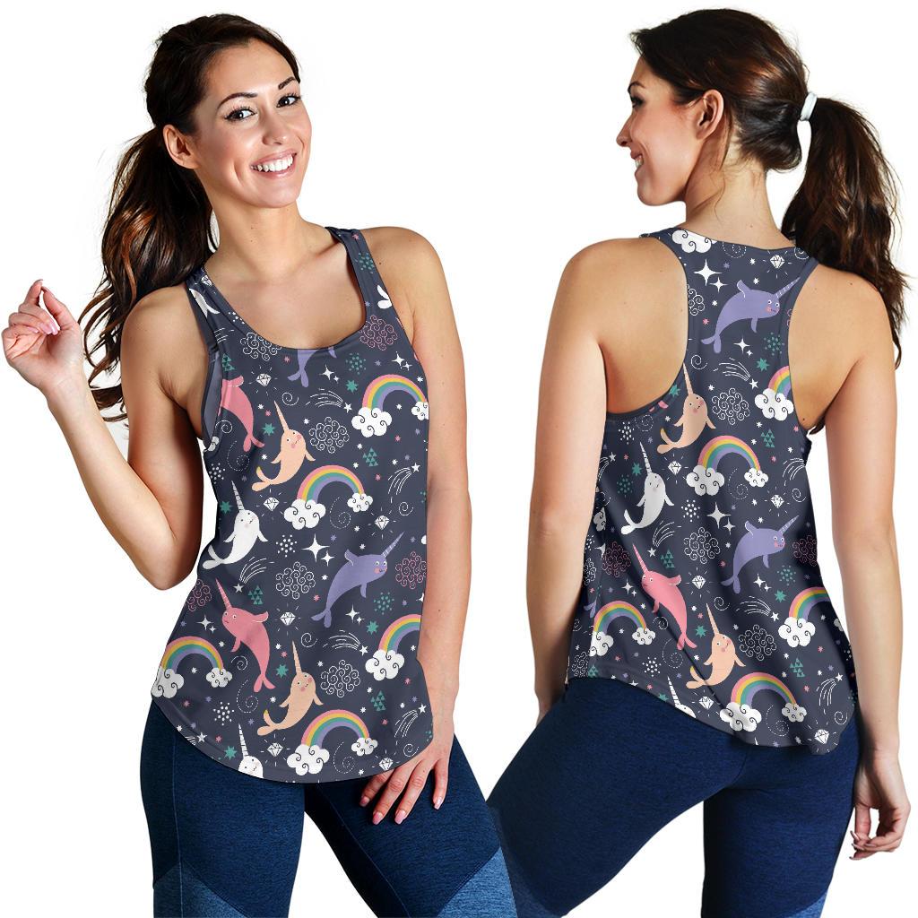 Narwhal Pattern Print Racerback Tank Tops-grizzshop
