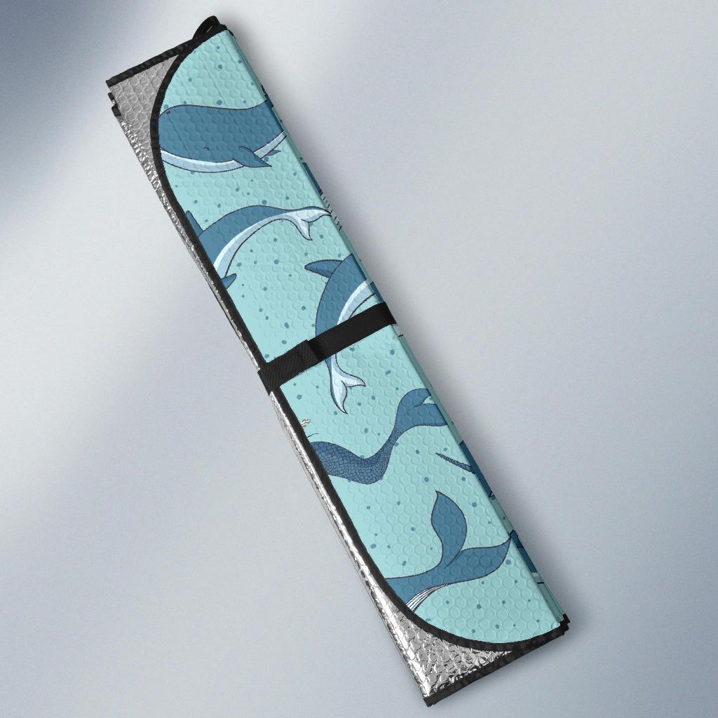Narwhal Print Pattern Car Sun Shade-grizzshop