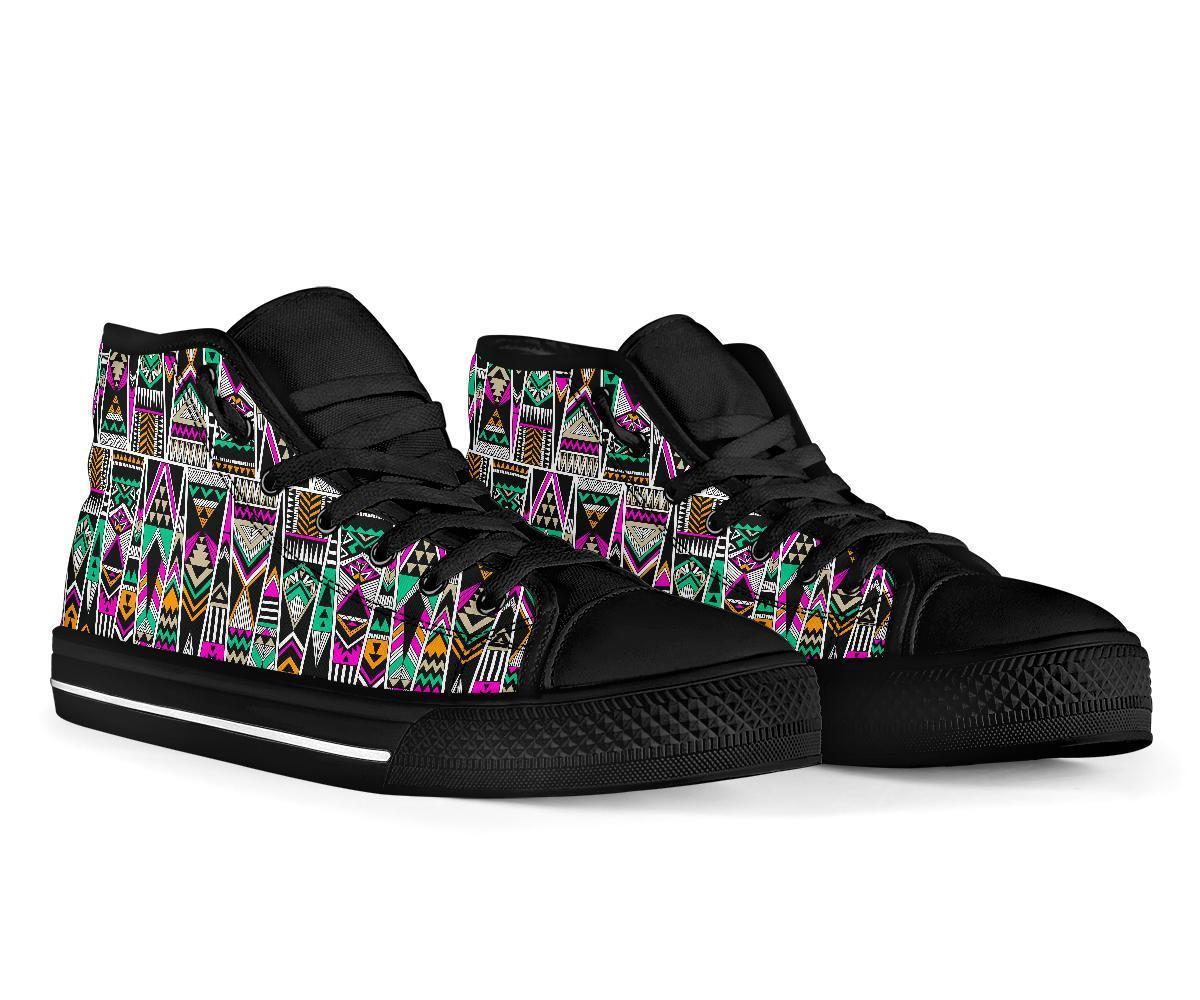 Native American Aztec Tribal Navajo Indians Print Men Women's High Top Shoes-grizzshop