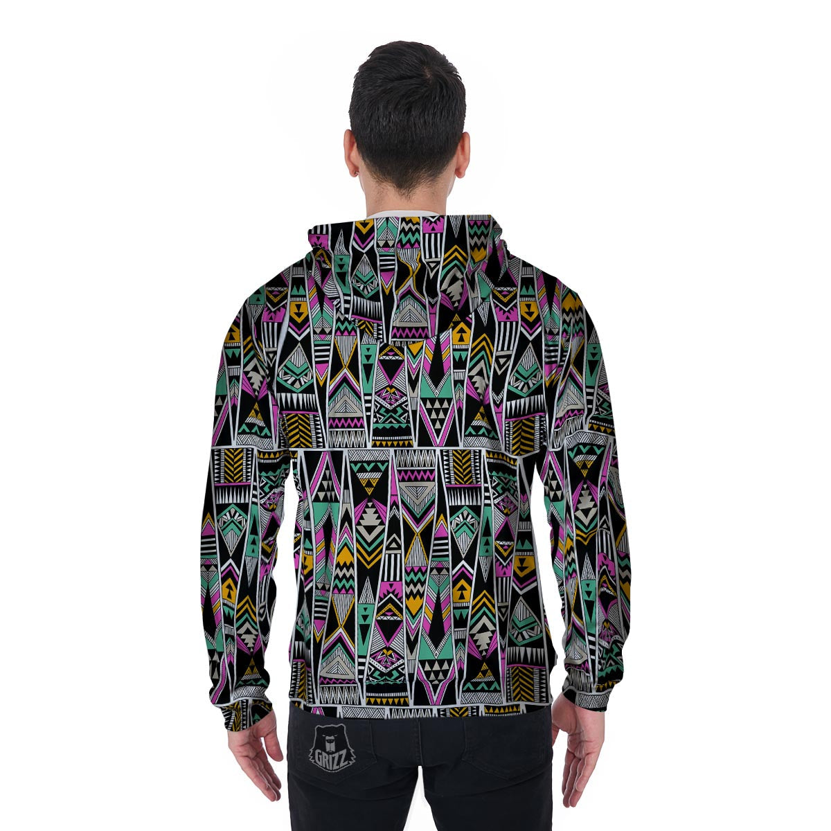 Native American Aztec Tribal Navajo Indians Print Men Zip Up Hoodie-grizzshop