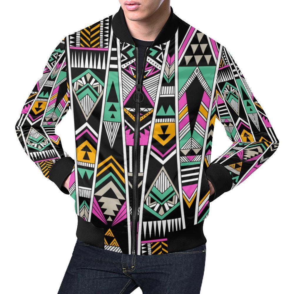 Native American Aztec Tribal Navajo Indians Print Men's Bomber Jacket-grizzshop
