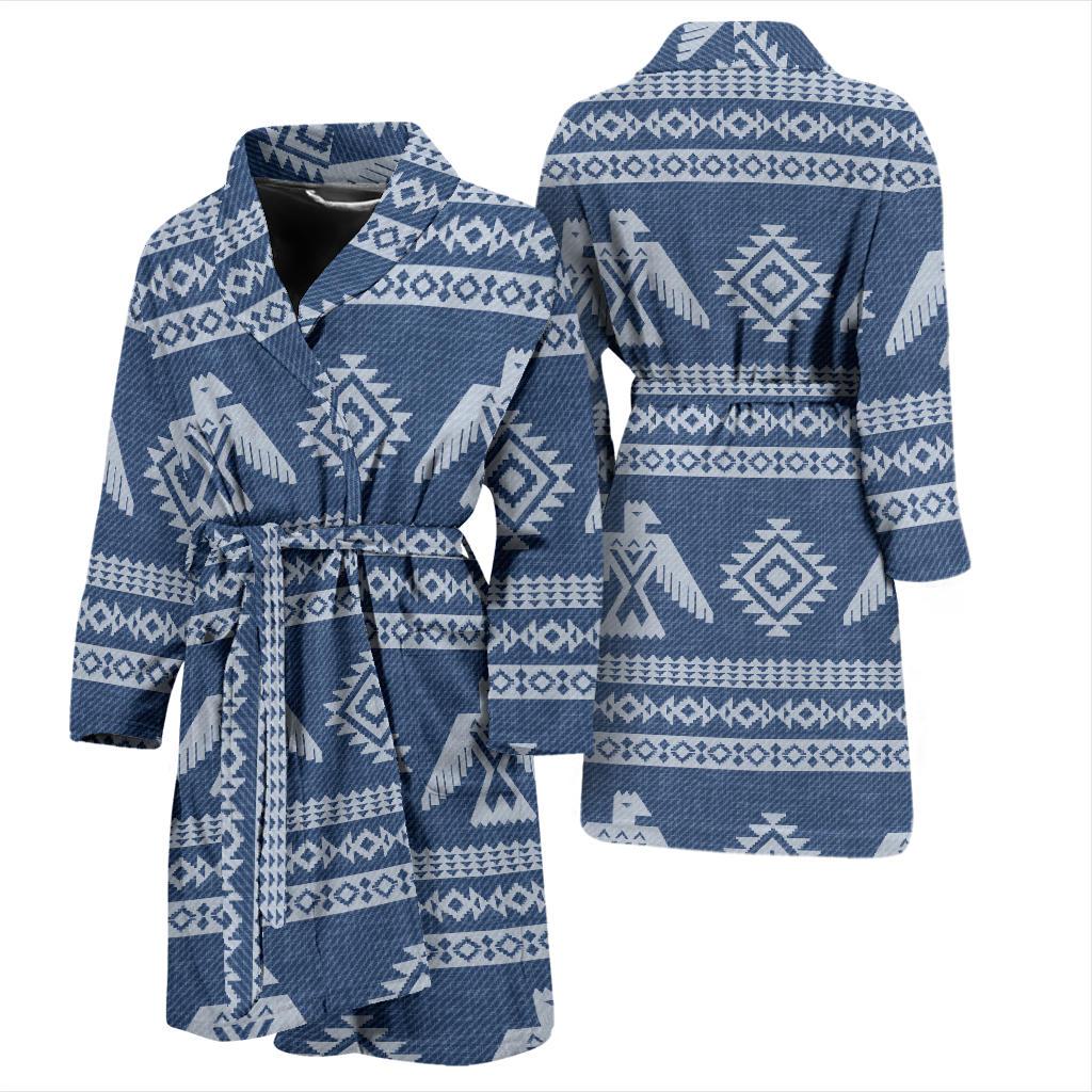 Native American Eagle Pattern Print Men Long Robe-grizzshop