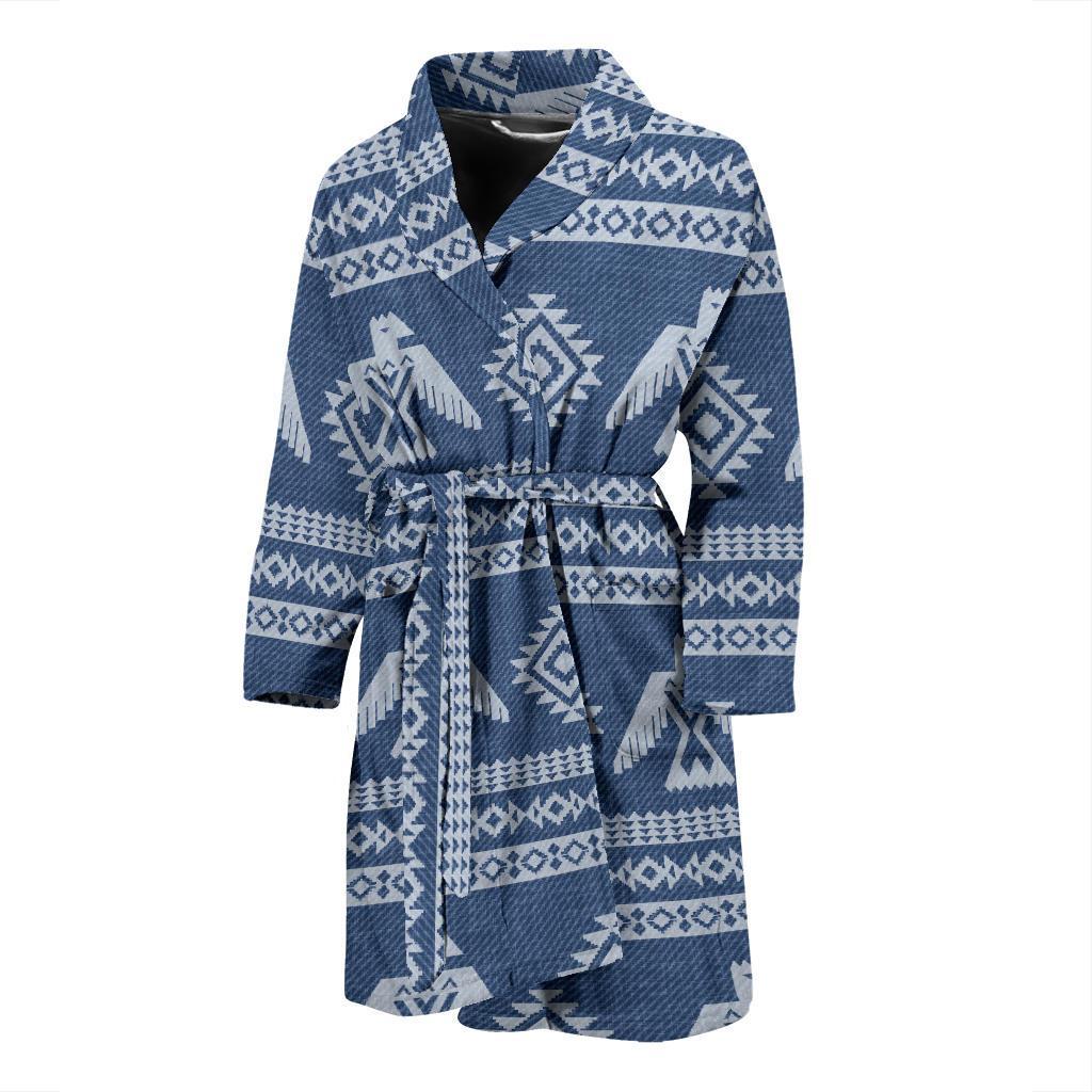Native American Eagle Pattern Print Men Long Robe-grizzshop