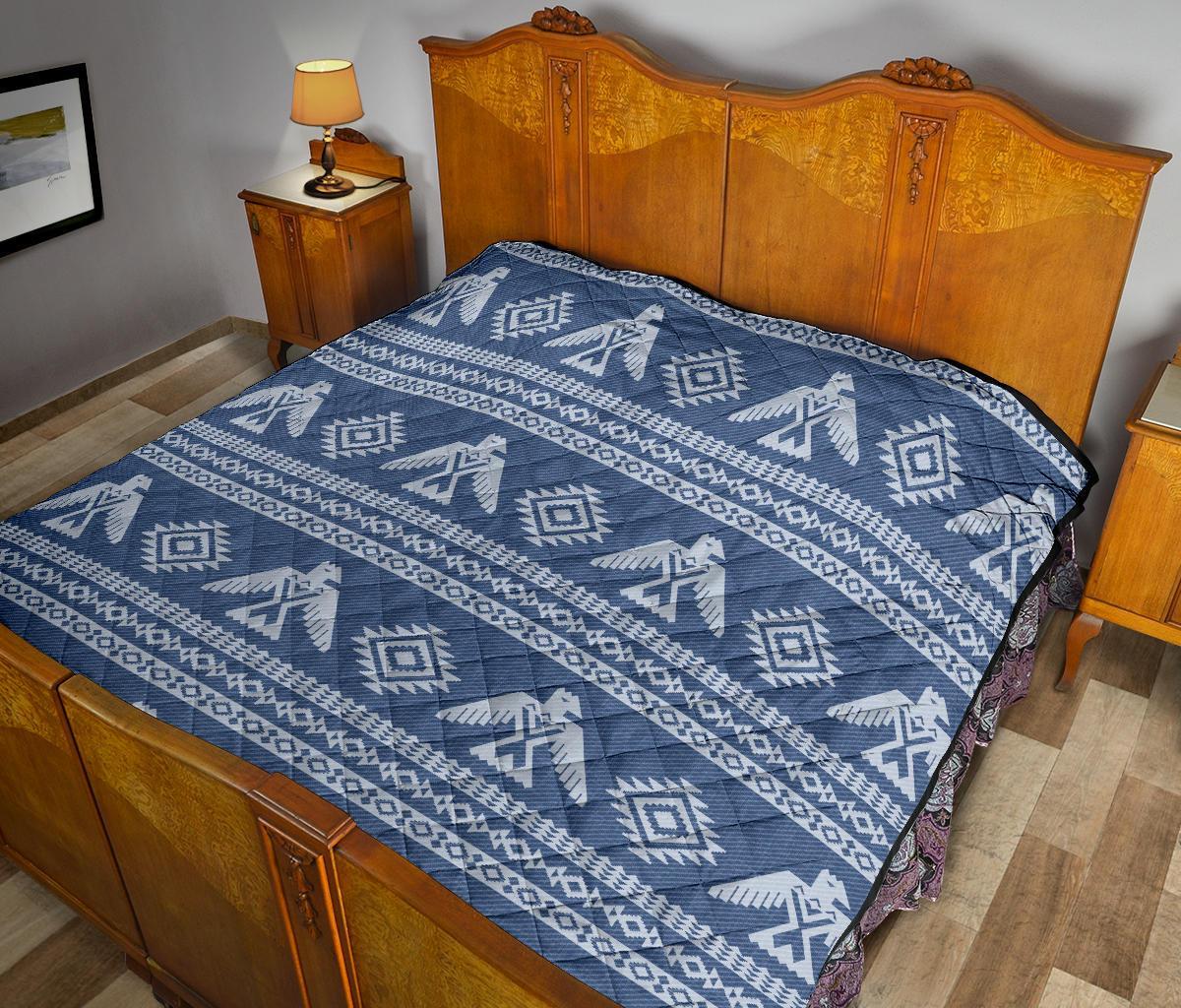 Native American Eagle Pattern Print Quilt-grizzshop