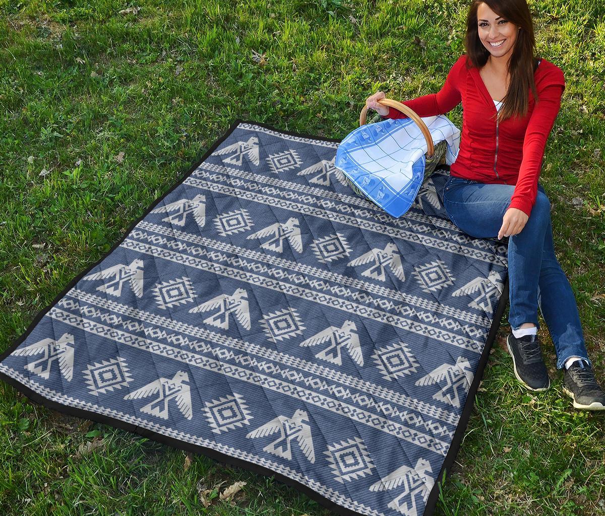 Native American Eagle Pattern Print Quilt-grizzshop