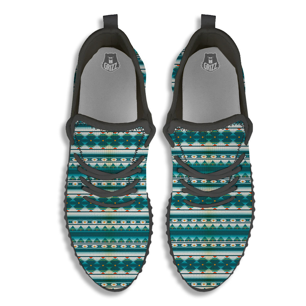 Native American Ethnic Print Pattern Black Walking Shoes-grizzshop