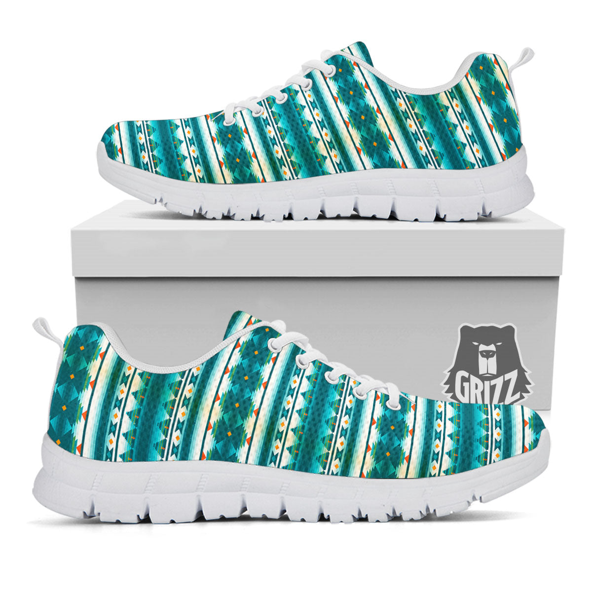Native American Ethnic Print Pattern White Sneaker-grizzshop