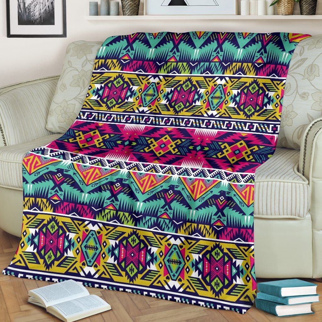 Native American Indians Aztec Tribal Navajo Print Blanket-grizzshop
