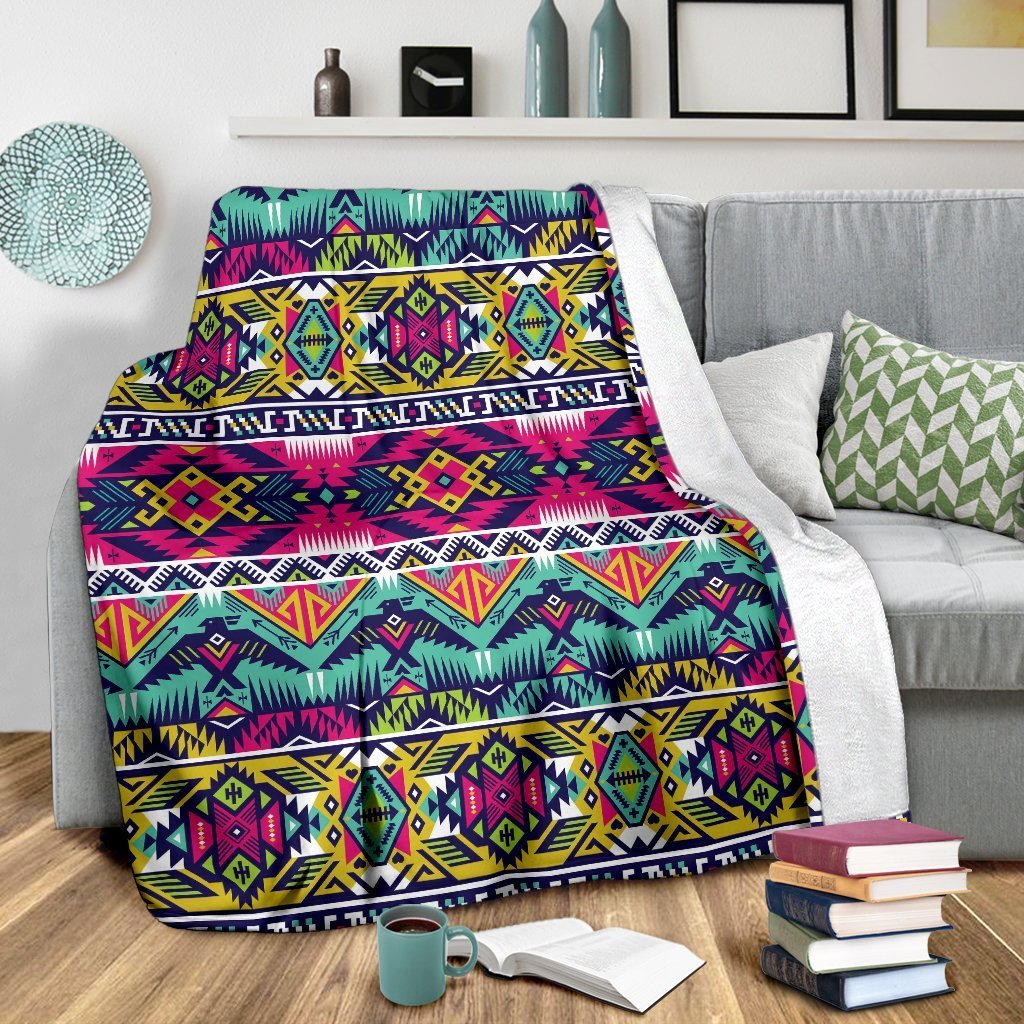 Native American Indians Aztec Tribal Navajo Print Blanket-grizzshop