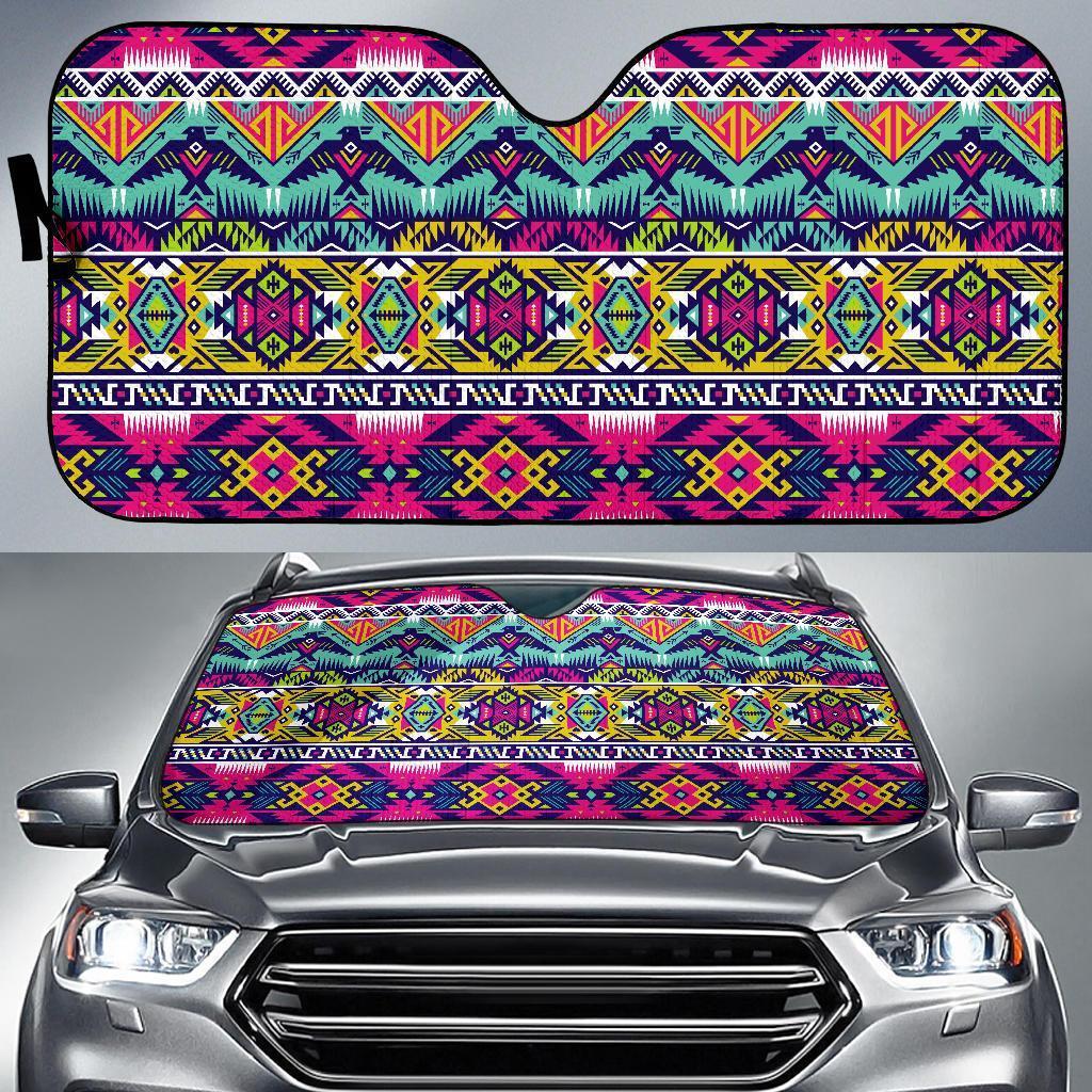 Native American Indians Aztec Tribal Navajo Print Car Sun Shade-grizzshop