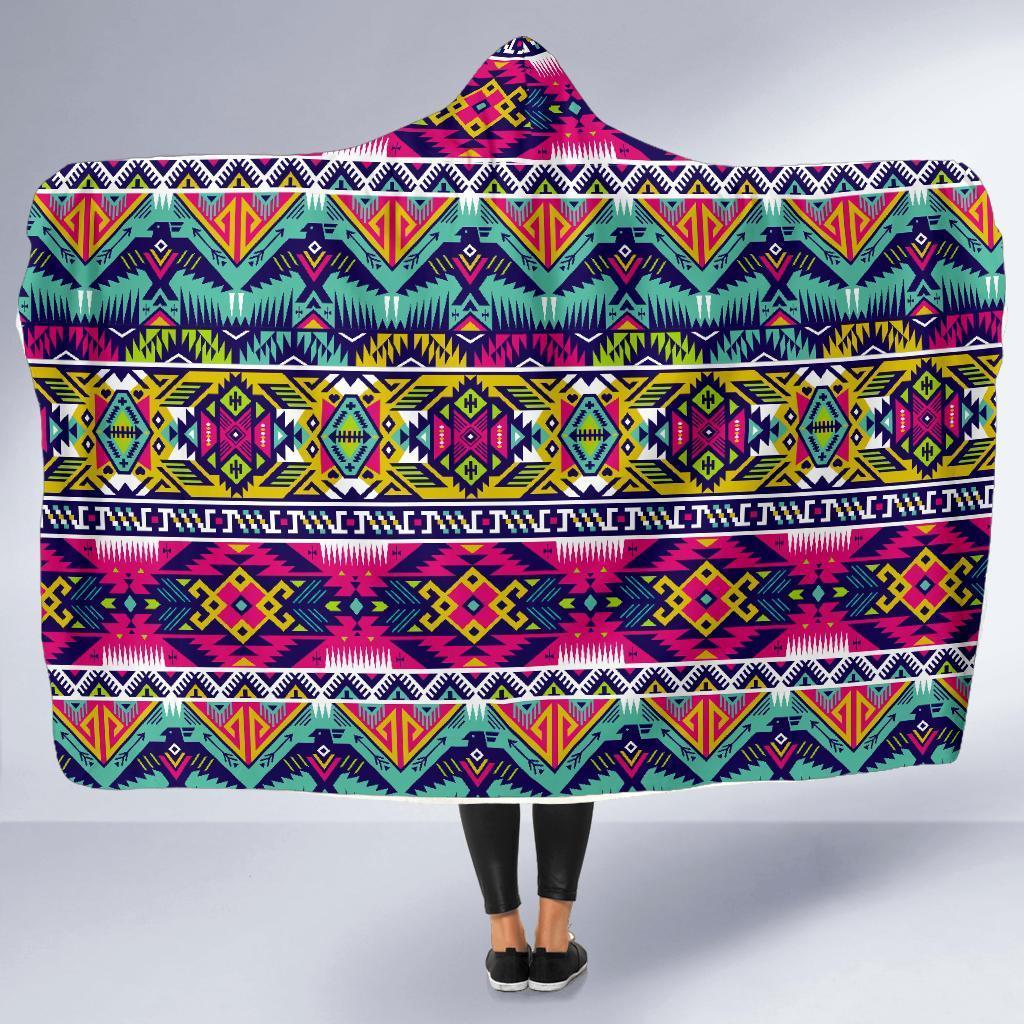Native American Indians Aztec Tribal Navajo Print Hooded Blanket-grizzshop