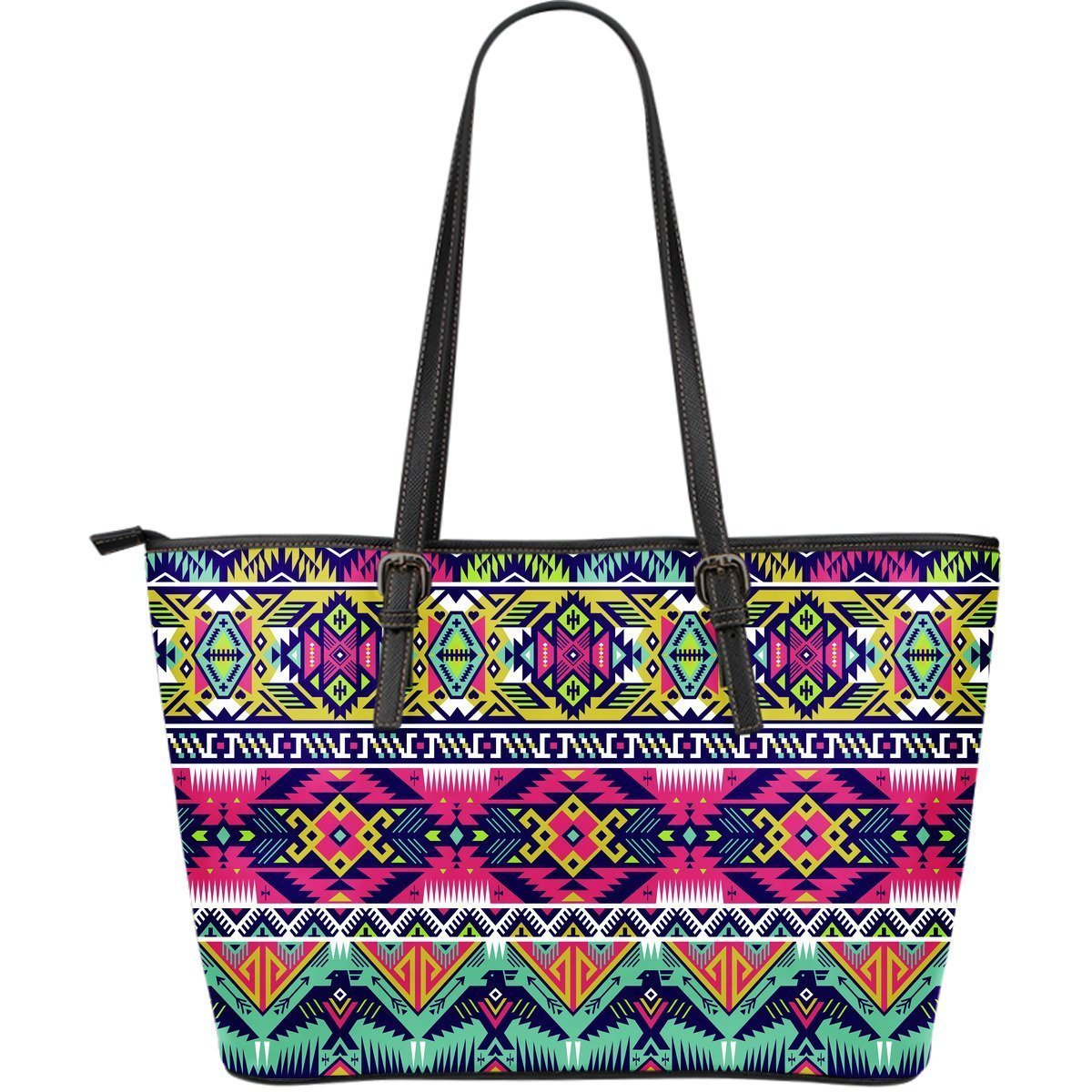 Native American Indians Aztec Tribal Navajo Print Leather Tote Bag-grizzshop