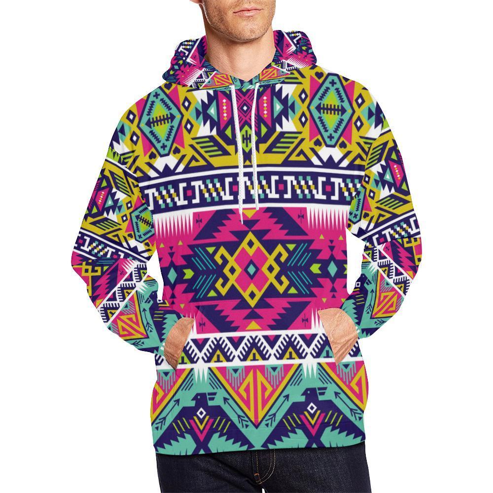 Native American Indians Aztec Tribal Navajo Print Men Pullover Hoodie-grizzshop
