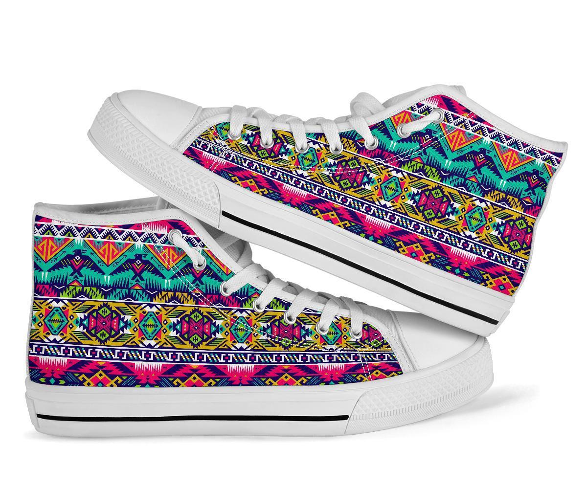 Native American Indians Aztec Tribal Navajo Print Men Women's High Top Shoes-grizzshop