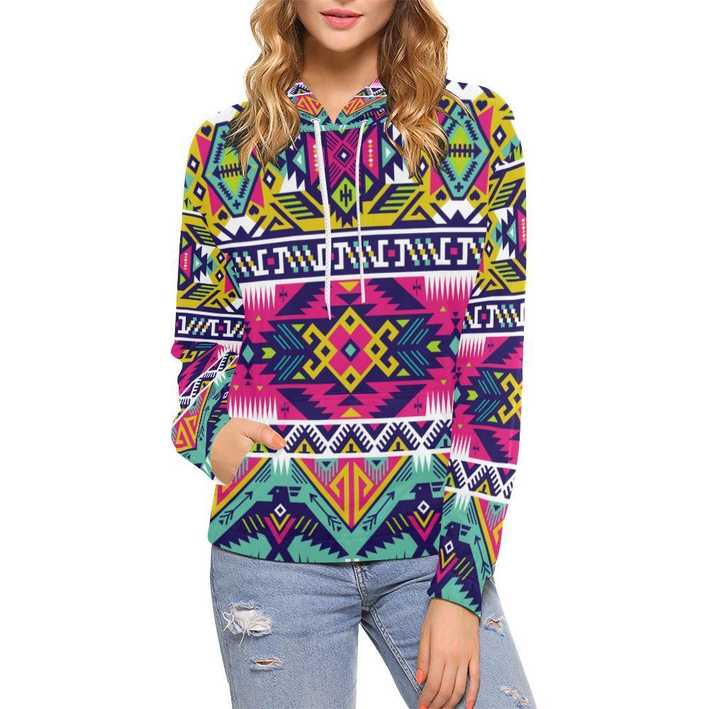 Native American Indians Aztec Tribal Navajo Print Women Pullover Hoodies -grizzshop
