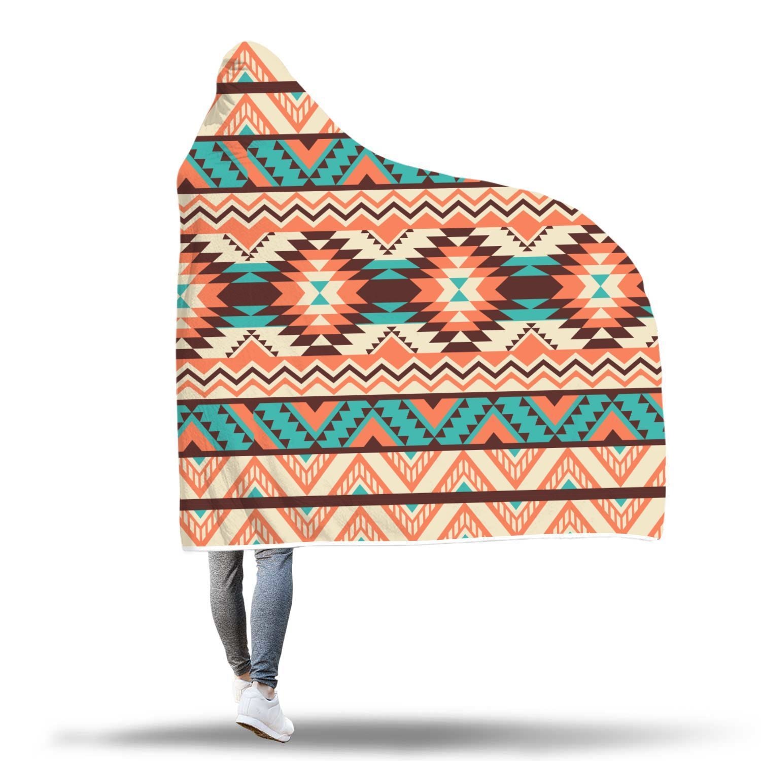 Native American Navajo Indians Aztec Tribal Print Hooded Blanket-grizzshop