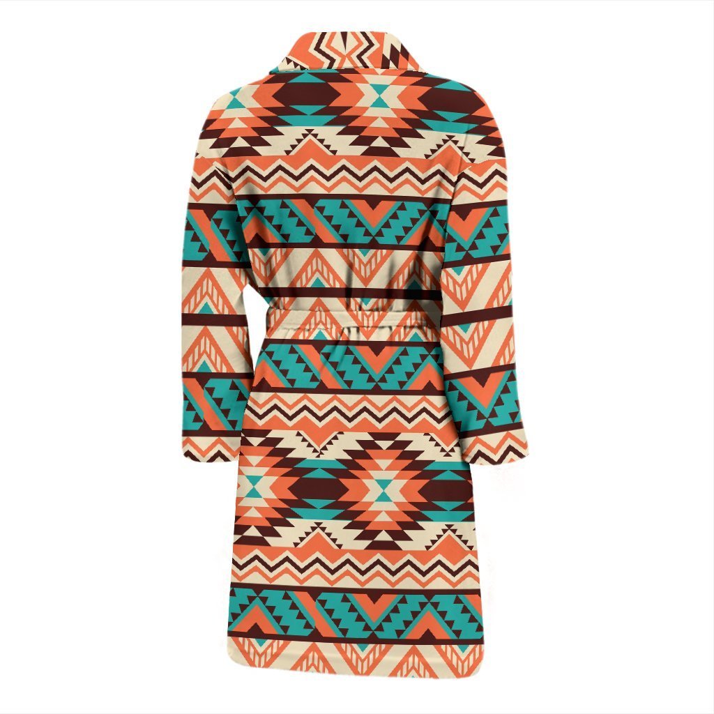 Native American Navajo Indians Aztec Tribal Print Men Long Robe-grizzshop