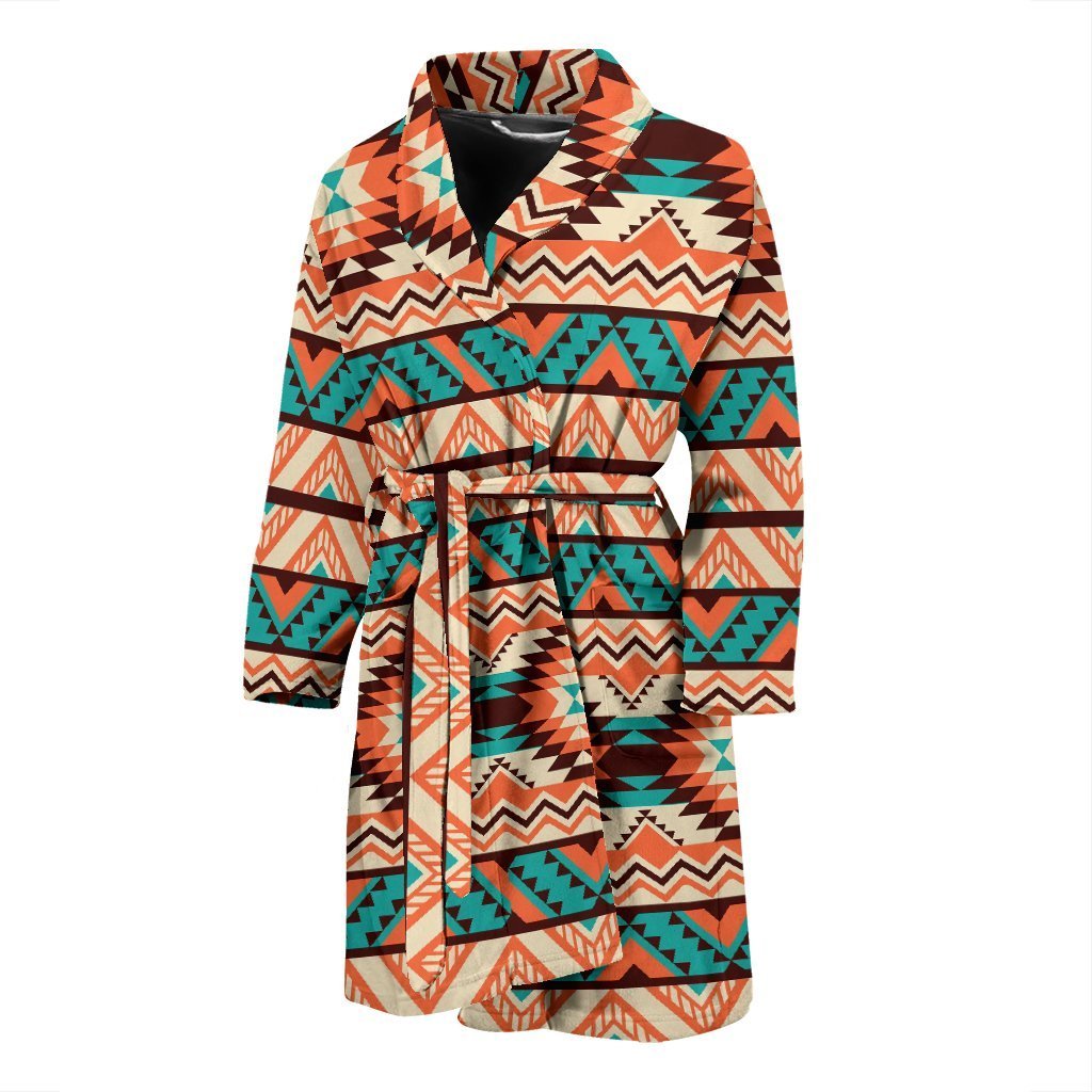 Native American Navajo Indians Aztec Tribal Print Men Long Robe-grizzshop