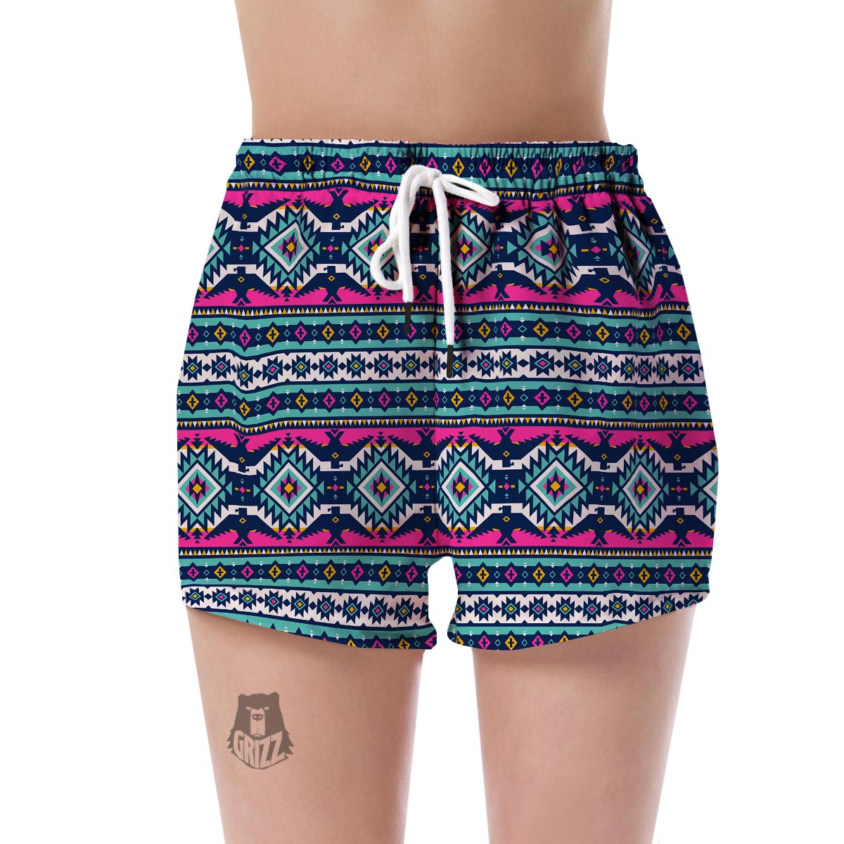 Native American Tribal Navajo Indians Aztec Pendleton Print Women's Shorts-grizzshop