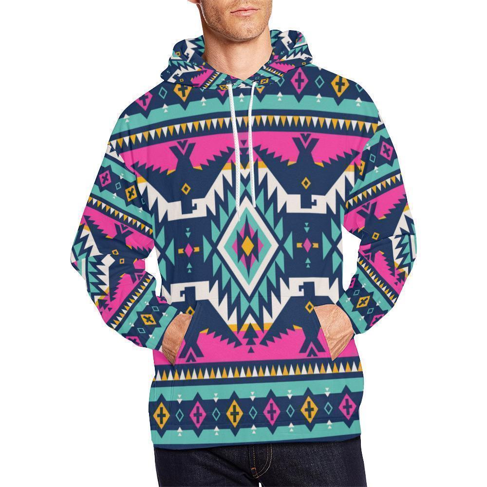 Native American Tribal Navajo Indians Aztec Print Men Pullover Hoodie-grizzshop
